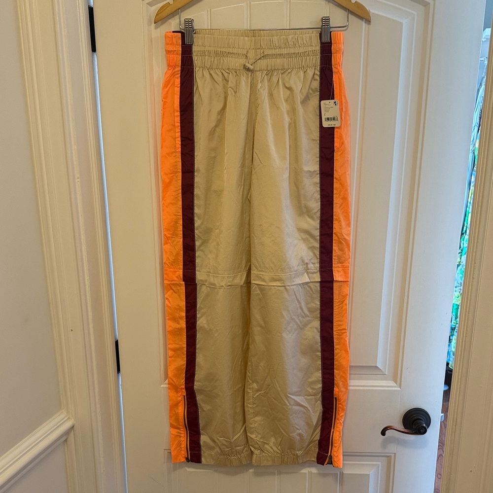 New with tags Stylish Orange and Burgundy Parachute Pants
